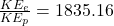 \frac{KE_e}{KE_p}=1835.16