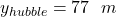 y_{hubble} = 77\ \ m