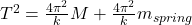 T^2=\frac{4\pi^2}{k}M +\frac{4\pi^2}{k}m_{spring}