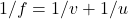 1/f=1/v+1/u