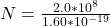 N  =  \frac{2.0*10^8}{ 1.60*10^{-19}}