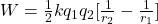 W=\frac{1}{2}kq_1q_2[\frac{1}{r_2}-\frac{1}{r_1}]