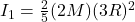 I_{1} =\frac{2}{5}(2M)(3R)^{2}