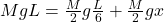 MgL=\frac{M}{2}g\frac{L}{6}+\frac{M}{2}gx