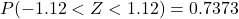 P(-1.12 < Z < 1.12) = 0.7373