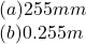 (a)255mm \\ (b)0.255m