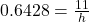 0.6428 = \frac{11}{h}