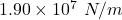 1.90\times10^{7}\ N/m