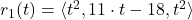 r_{1}(t) = \langle t^{2}, 11\cdot t - 18, t^{2}\rangle