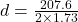 d = \frac{207.6}{2 \times 1.73}