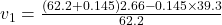 v_{1}=\frac{(62.2+0.145)2.66-0.145\times39.3}{62.2}