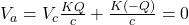 V_{a} =V_{c}\frac{KQ}{c} +\frac{K(-Q)}{c} =0