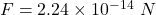 F=2.24\times 10^{-14}\ N