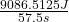 \frac{9086.5125 J}{57.5 s}