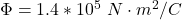 \Phi =  1.4*10^{5} \  N\cdot m^2/C