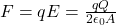 F = qE = \frac{qQ}{2\epsilon_0 A}