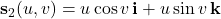 \mathbf s_2(u,v)=u\cos v\,\mathbf i+u\sin v\,\mathbf k