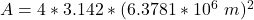 A  = 4 * 3.142  *   (6.3781*10^6 \ m)^2