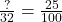  \frac{?}{32}  =  \frac{25}{100} 