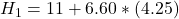 H_1  = 11  +  6.60 * (4.25)
