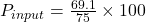 P_{input} = \frac{69.1}{75} \times 100