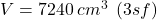 V = 7240 { \: cm}^{3} \: \:   (3sf)