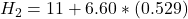 H_2  = 11  +  6.60 * (0.529)