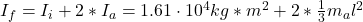  I_{f} = I_{i} + 2*I_{a} = 1.61 \cdot 10^{4} kg*m^{2} + 2*\frac{1}{3}m_{a}l^{2} 