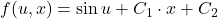 f(u,x) = \sin u + C_{1}\cdot x + C_{2}
