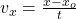 v_{x} = \frac{x-x_{o}}{t}
