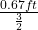 \frac{0.67ft}{\frac{3}{2} }
