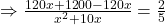 \Rightarrow\frac{120x+1200-120x}{x^2+10x}=\frac25