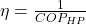 \eta = \frac{1}{COP_{HP}}