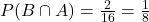 P(B\cap A)=\frac{2}{16}=\frac{1}{8}