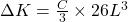 \Delta K=\frac{C}{3}\times26L^{3}