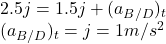 2.5j=1.5j  +(a_{B/D} )_{t}\\(a_{B/D} )_{t}=j=1m/s^{2}