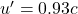 u'=0.93 c