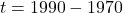 t = 1990 - 1970