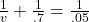 \frac{1}{v} +\frac{1}{.7} = \frac{1}{.05}