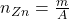  n_{Zn} = \frac{m}{A} 