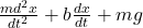 \frac{md^{2}x}{dt^{2}} + b \frac{dx}{dt} + mg