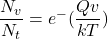 \dfrac{N_v}{N_t}=e^-({\dfrac{Qv}{kT}})