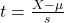 t = \frac{X - \mu}{s}