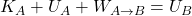 K_{A} + U_{A} + W_{A \rightarrow B} = U_{B}