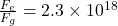 \frac{F_e}{F_g} = 2.3 \times 10^{18}