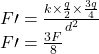F\prime=\frac{k\times\frac{q}{2}\times \frac{3q}{4}}{d^2}\\F\prime=\frac{3F}{8}