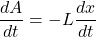 \dfrac{dA}{dt} = -L\dfrac{dx}{dt}