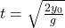  t = \sqrt{\frac{2y_{0}}{g}} 