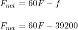 F_{net}=60F-f\\\\F_{net}=60F-39200