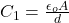 Rendered by QuickLaTeX.com C_1 = \frac{\epsilon_oA}{d}